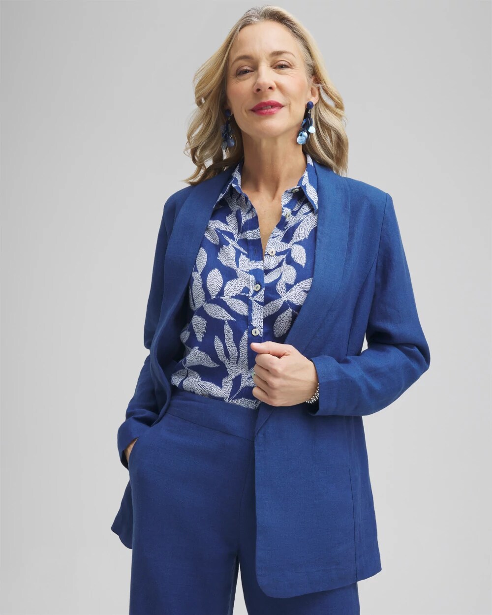アウターその他 LARDINI Woman Blazer Blue P5ROCCOWESIF64522 840 Linen Blazer | Chico's